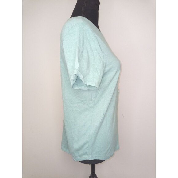 Old Navy Everywhere Green Orange Flower Tee Size Medium - Picture 4 of 6